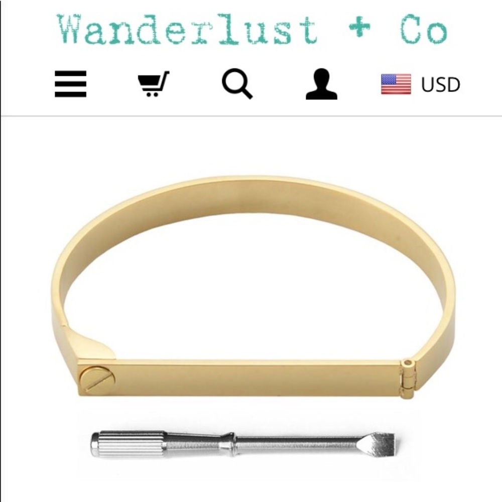 Wanderlust + Co Silver Plated Screw & Bar Bangle